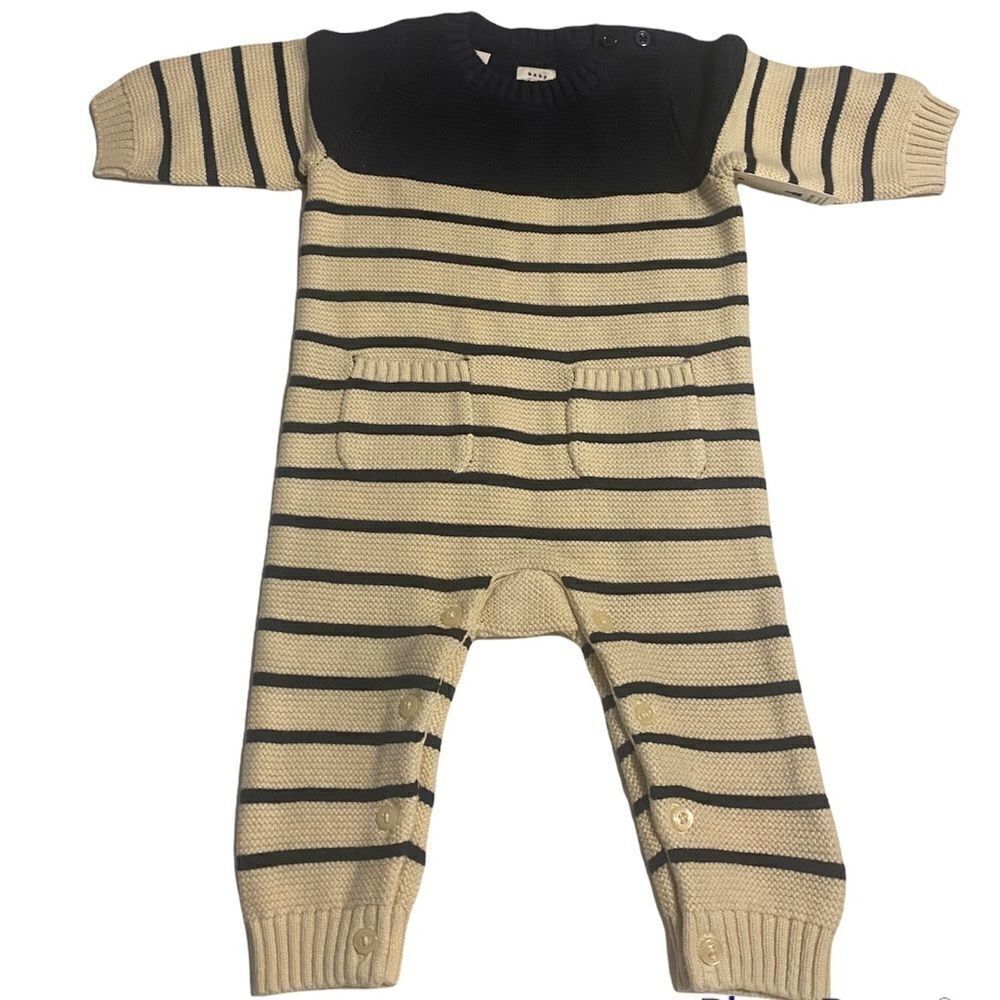 Baby Gap Cream & Navy Knit Brannon One Piece